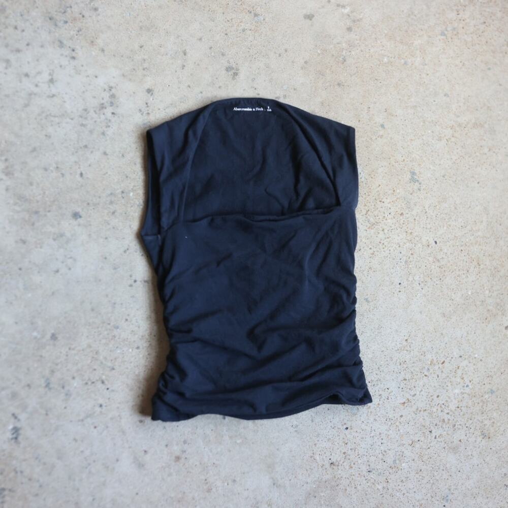 Abercrombie & Fitch Black Square Neck Fitted Top Y2K Minimalist Small
